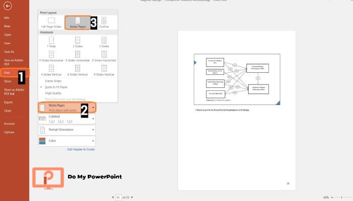 Printing PowerPoint Slides Notes Windows