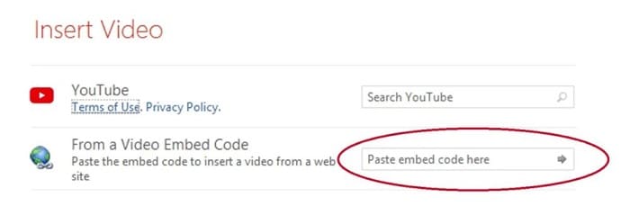 insert embed code video PowerPoint