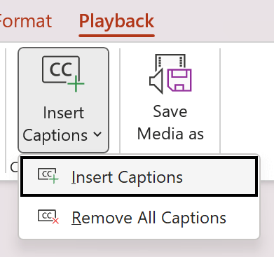 add closed captions PowerPoint
