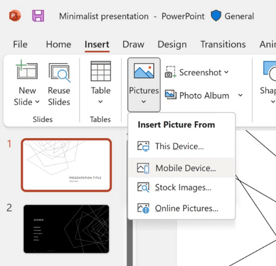 insert picture from mobile PowerPoint