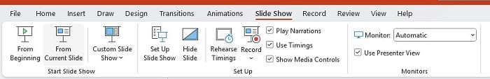 PowerPoint Slide Show Settings Tab