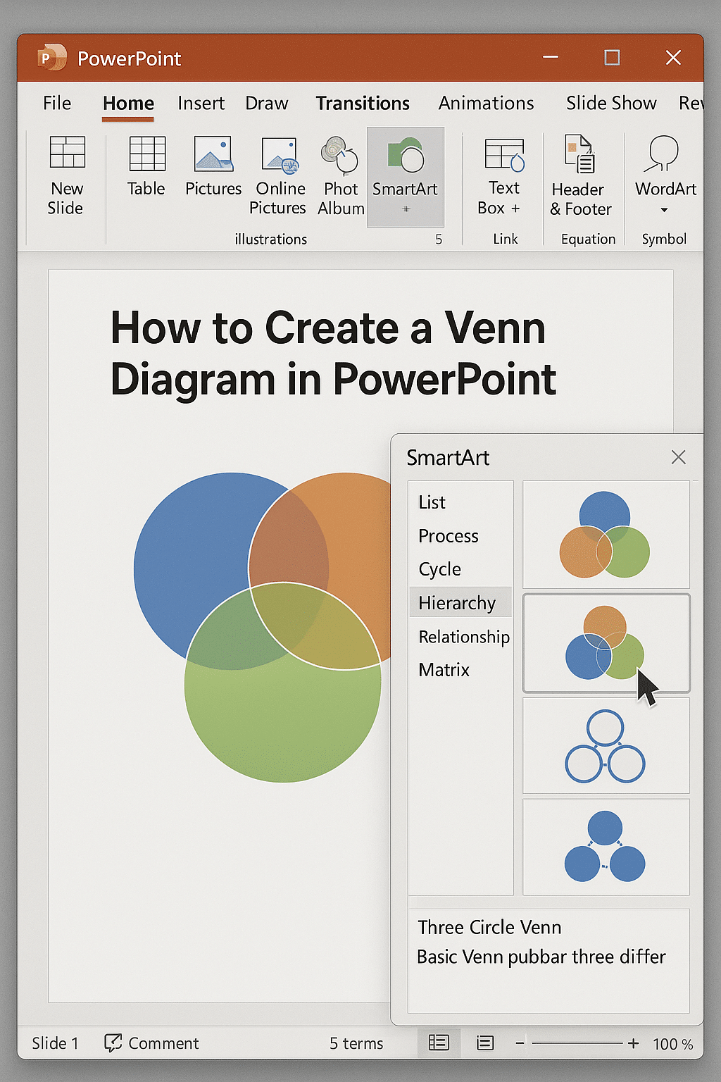 how to make venn diagram in PowerPoint